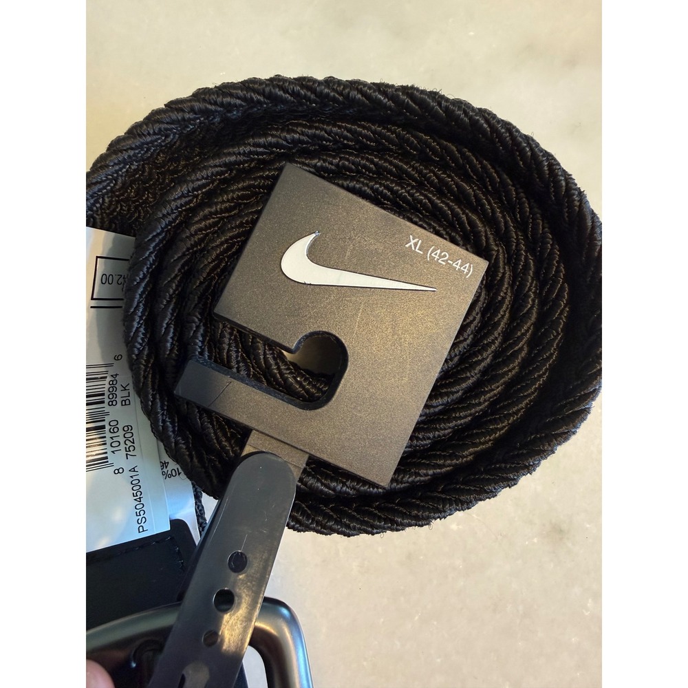 Nike Woven Belt Mens XL Black Braided Stretch Golf PS5045001A